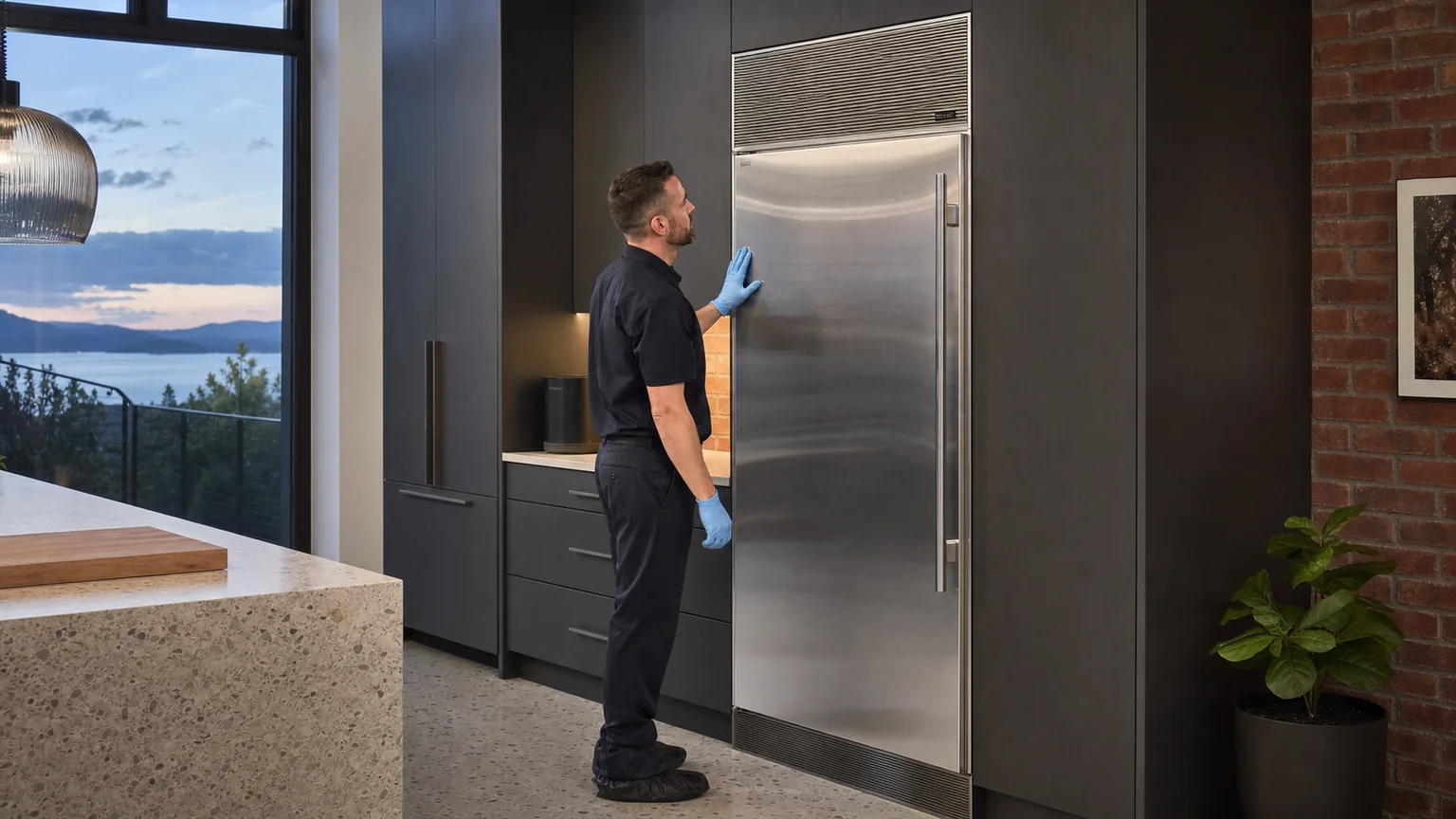 Built-in refrigerator prepared for a professional diagnostic visit