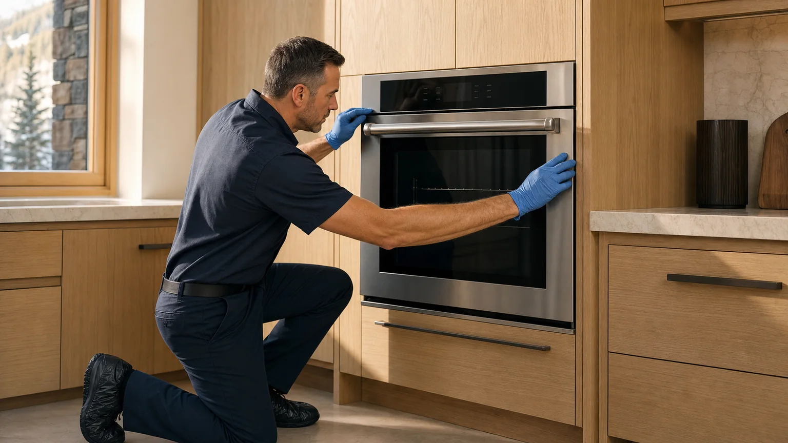 Built-in wall oven prepared for a professional diagnostic visit