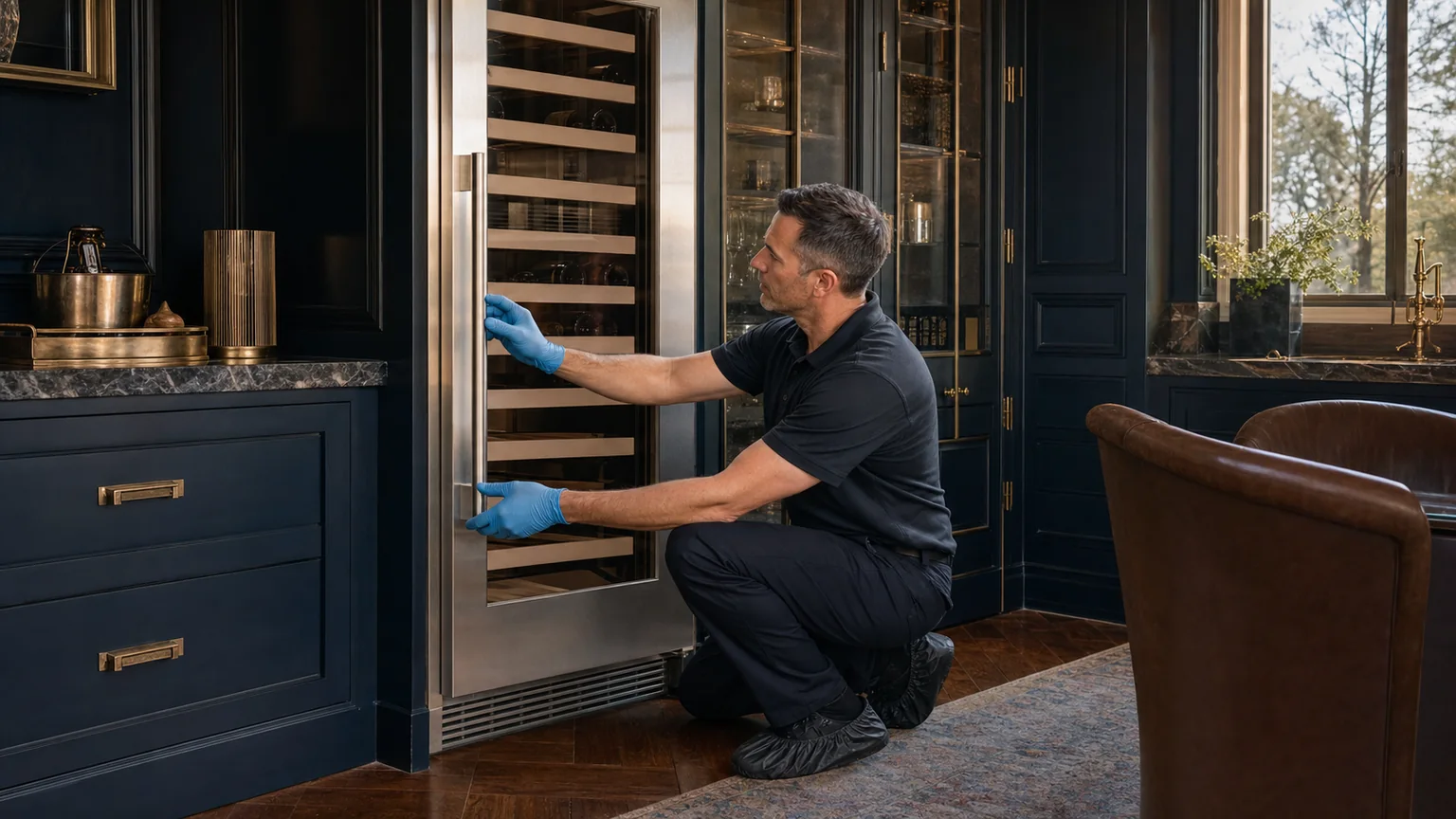 Built-in wine cooler prepared for a professional diagnostic visit